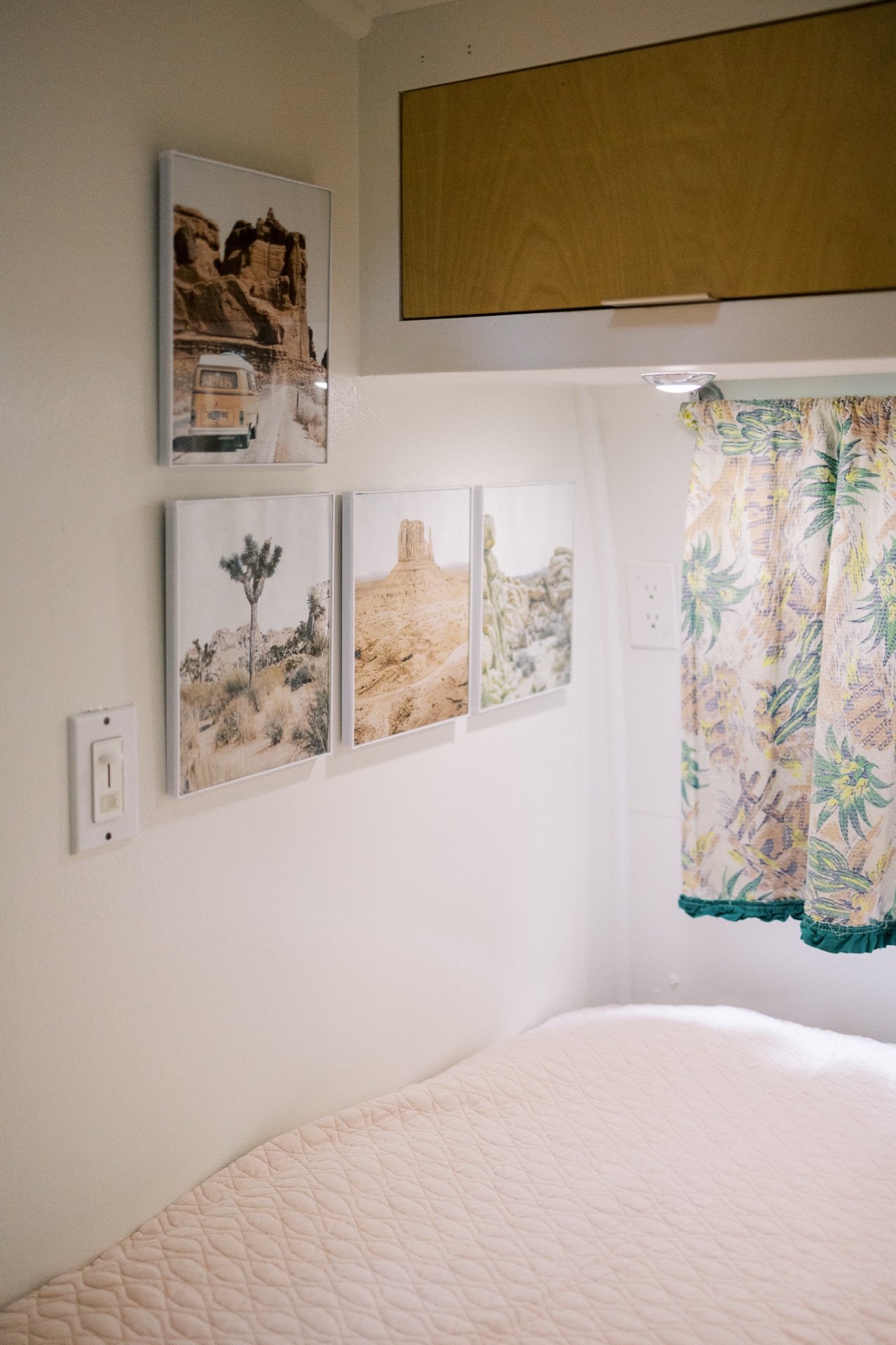 Bunk beds with floral curtain