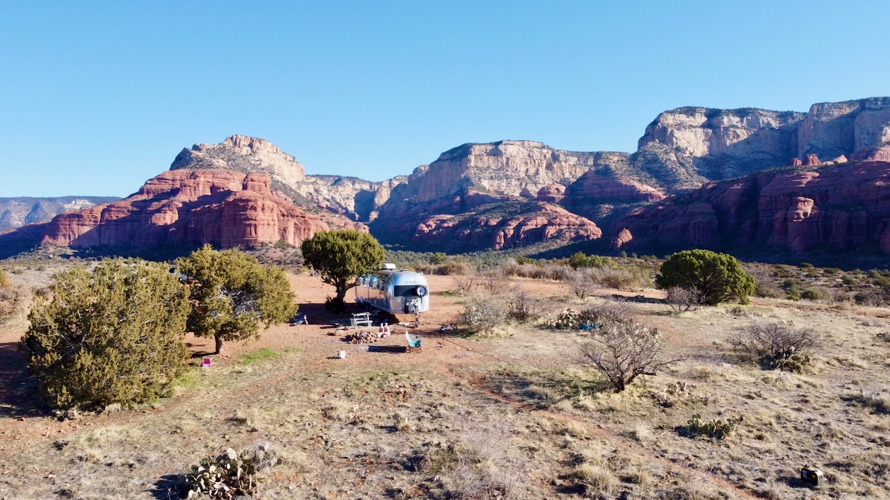 1979 Airstream Excella 500 parked in Sedona red rocks